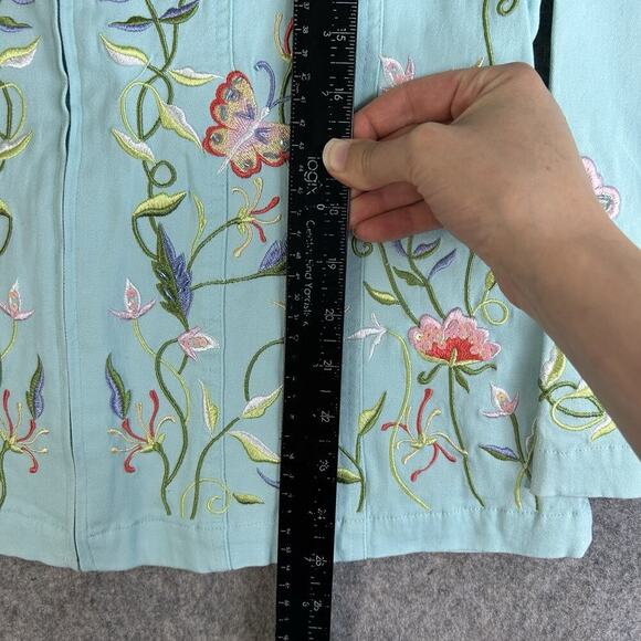 Quacker Factory Jacket Embroidered Floral With Butterfly's Full Zip Medium Twill - Picture 3 of 8